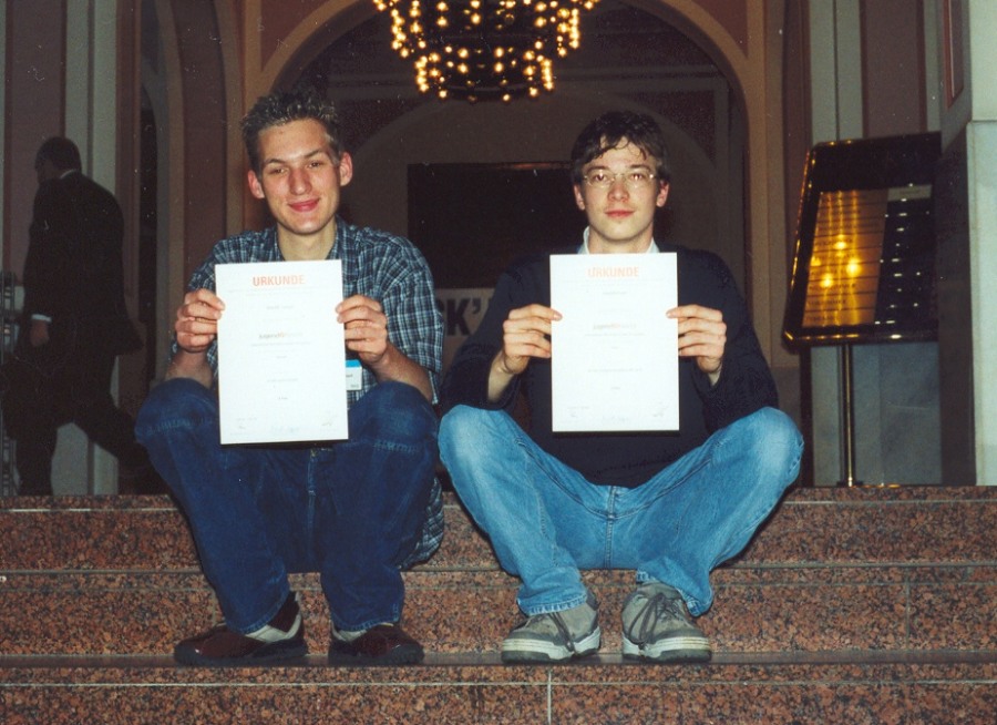 Benedikt and Henrik after the awards ceremony of the state contest