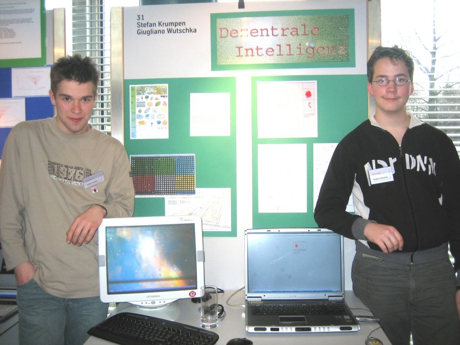 Stefan Krumpen and Giugliano Wutschka present their project on collective intelligence at the regional contest