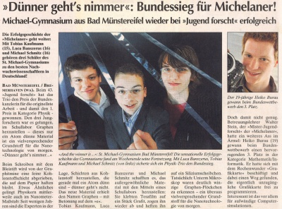 "Dünner geht's nimmer": Bundessieg für Michelaner!