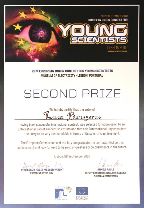 Award certificate of Luca Banszerus