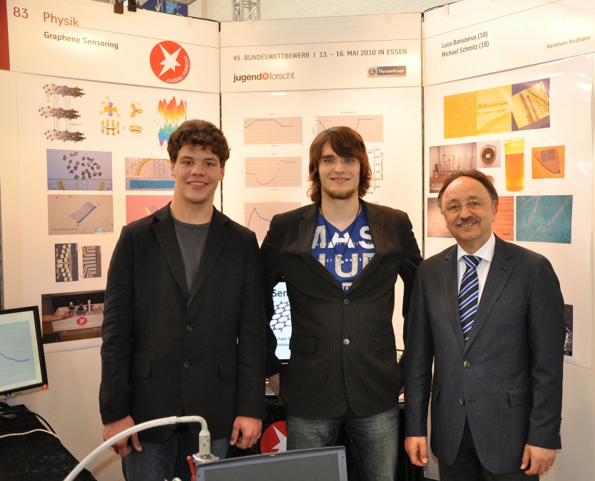 Luca and Michael with their supervisor Walter Stein at the national contest "Jugend forscht"