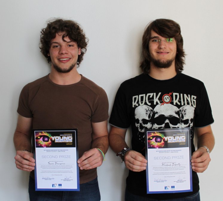 Our "Jugend forscht" national champions Luca Banszerus and Michael Schmitz are also successful in Lisbon. They win the 2nd place which is endowed with € 5000.
