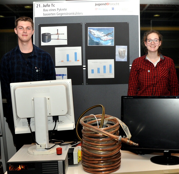 Björn Bouwer and Marie Baum with their counterflow cooler