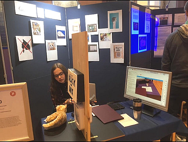 Julia Hellmann setting up her exhibit at the regional contest in Bonn